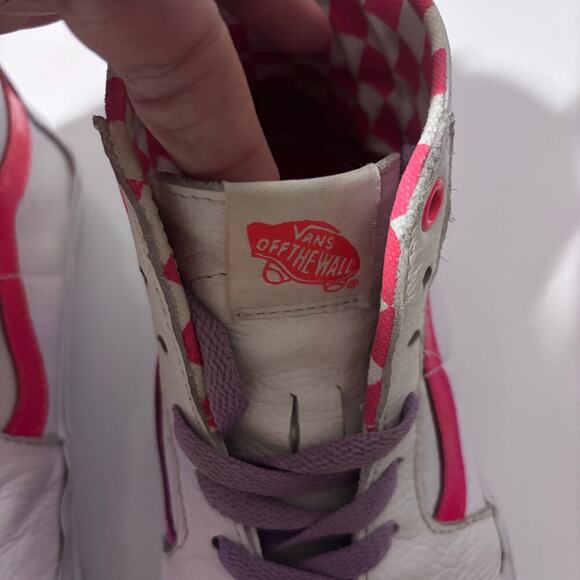 Vans White/Pink Checkered Lined, High Tops- 8.5W - Picture 6 of 9